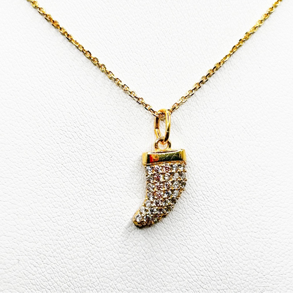 NWT Sterling silver 14k gold plating horn necklace 18”
